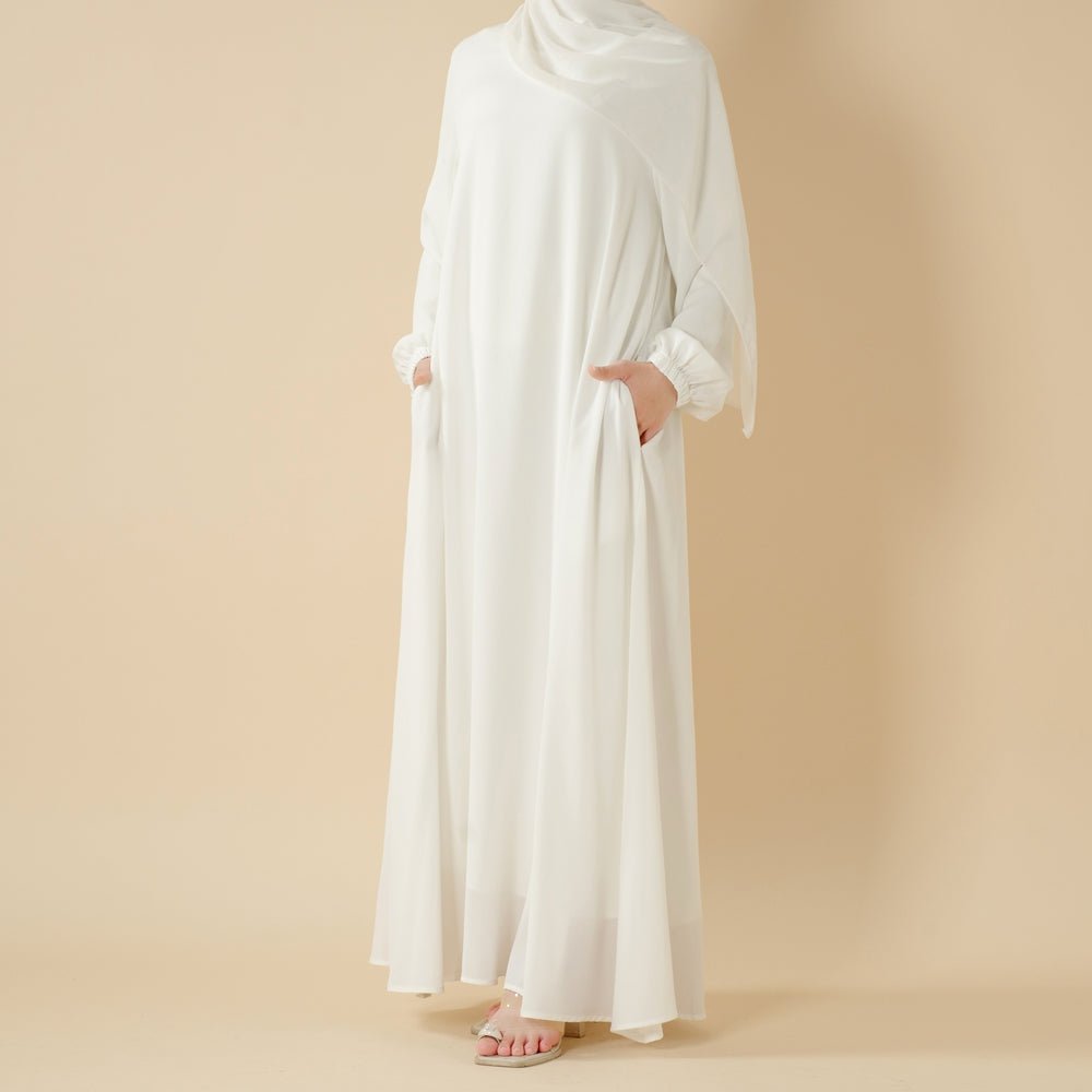 Modest Luxury Premium Crepe Satin Umbrella Cut Summer Abaya (MA233) - Mariam's Collection