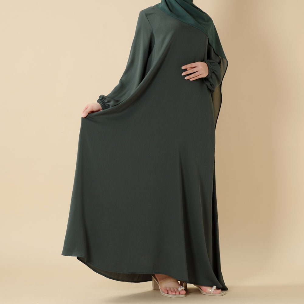 Modest Luxury Premium Crepe Satin Umbrella Cut Summer Abaya (MA233) - Mariam's Collection
