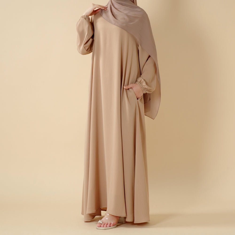 Modest Luxury Premium Crepe Satin Umbrella Cut Summer Abaya (MA233) - Mariam's Collection