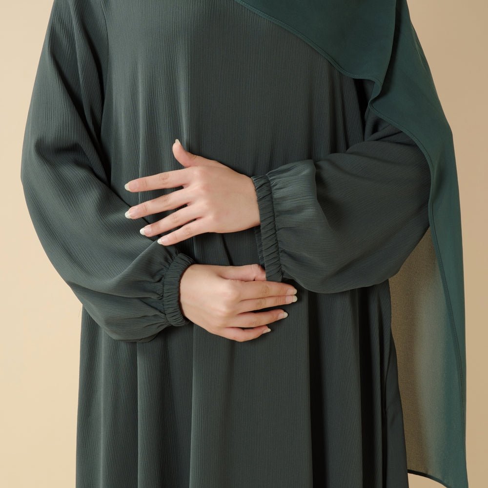 Modest Luxury Premium Crepe Satin Umbrella Cut Summer Abaya (MA233) - Mariam's Collection