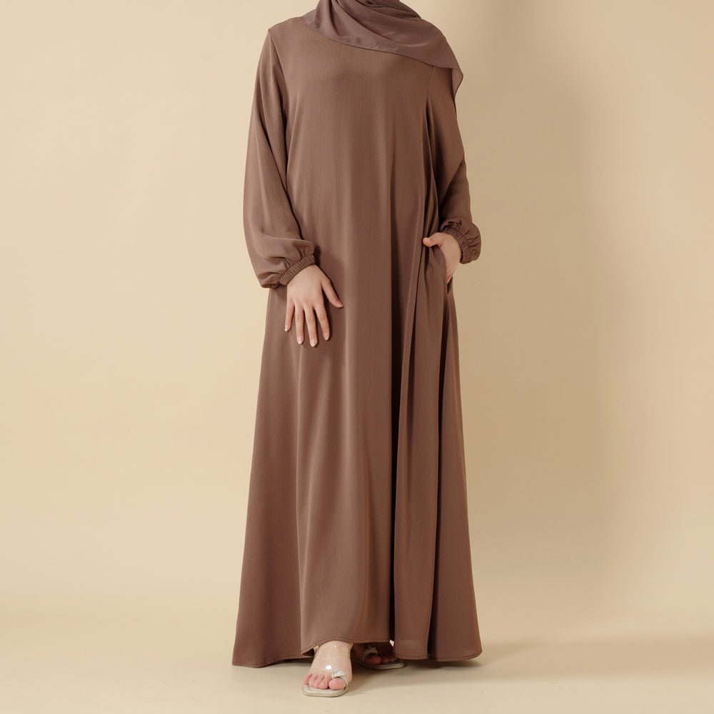 Modest Luxury Premium Crepe Satin Umbrella Cut Summer Abaya (MA233) - Mariam's Collection