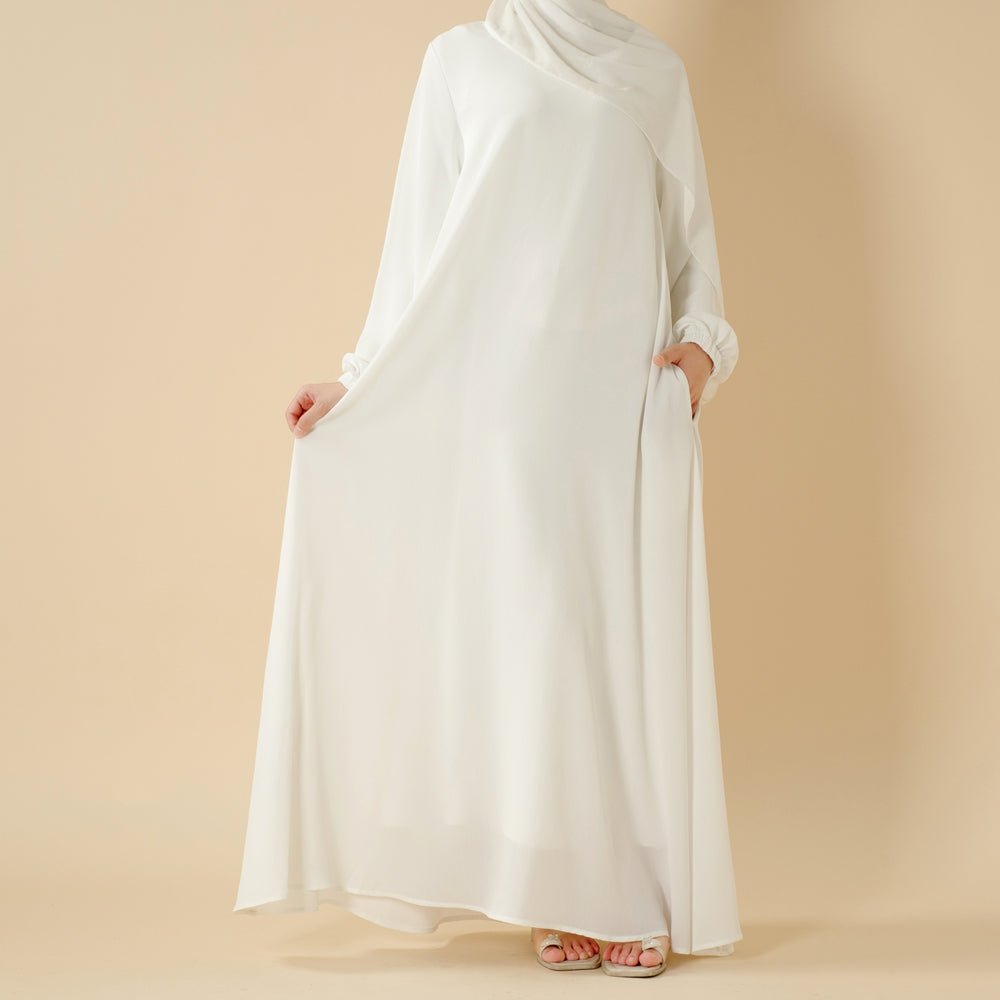 Modest Luxury Premium Crepe Satin Umbrella Cut Summer Abaya (MA233) - Mariam's Collection