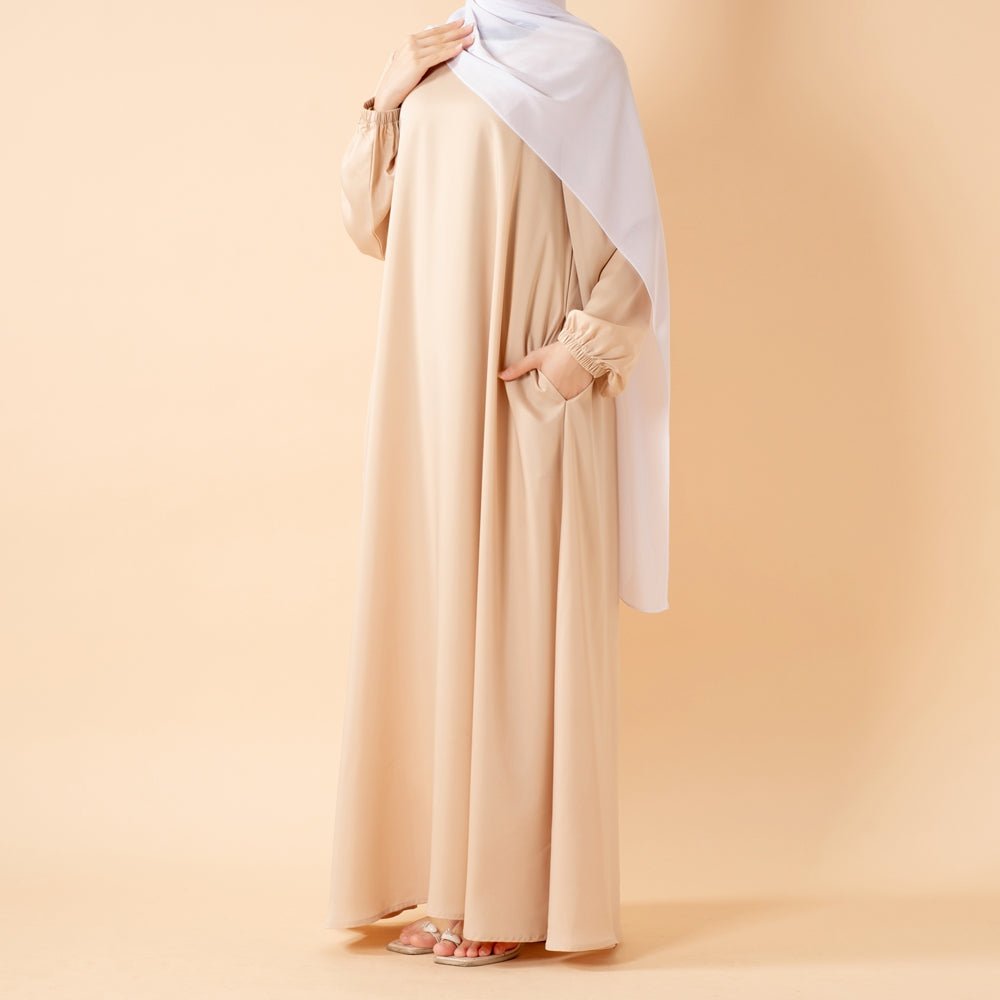 Modest Luxury Premium Satin Abaya | Umbrella Cut A-Line Abaya with Pockets