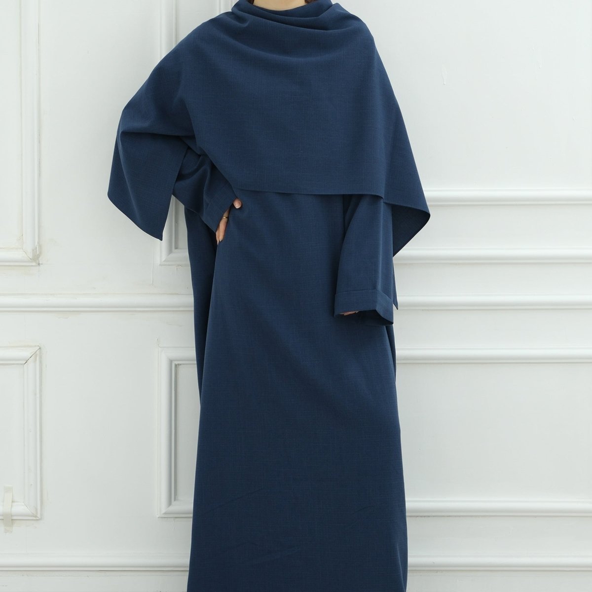 Modest Luxury Robe Dress Set | Premium Muslim Solid Color Two - Piece Abaya. (MA249) - Mariam's Collection