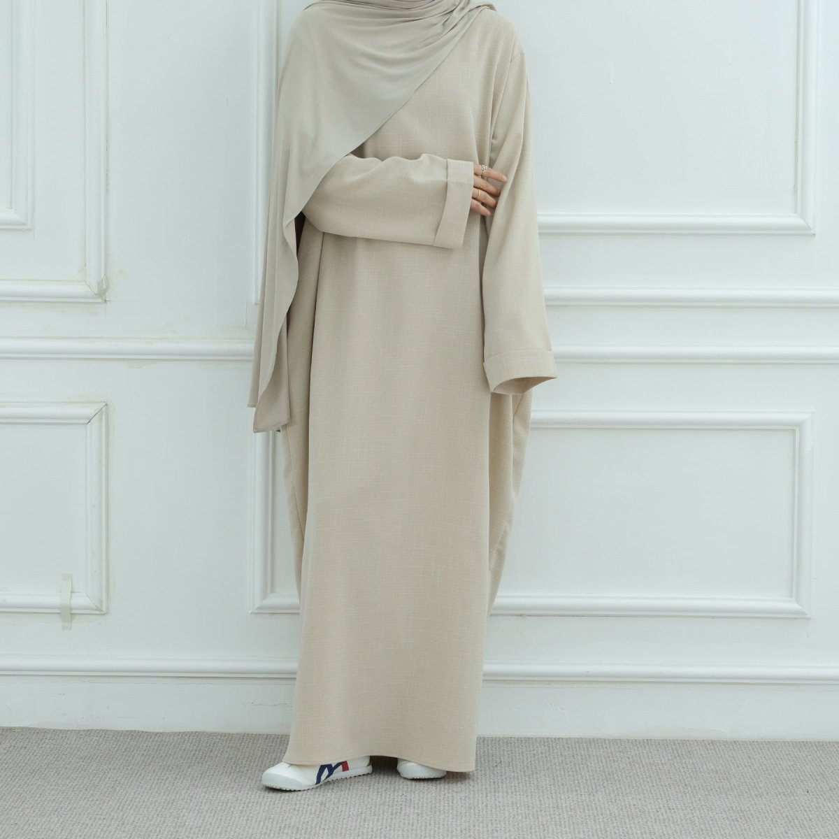 Modest Luxury Robe Dress Set | Premium Muslim Solid Color Two - Piece Abaya. (MA249) - Mariam's Collection