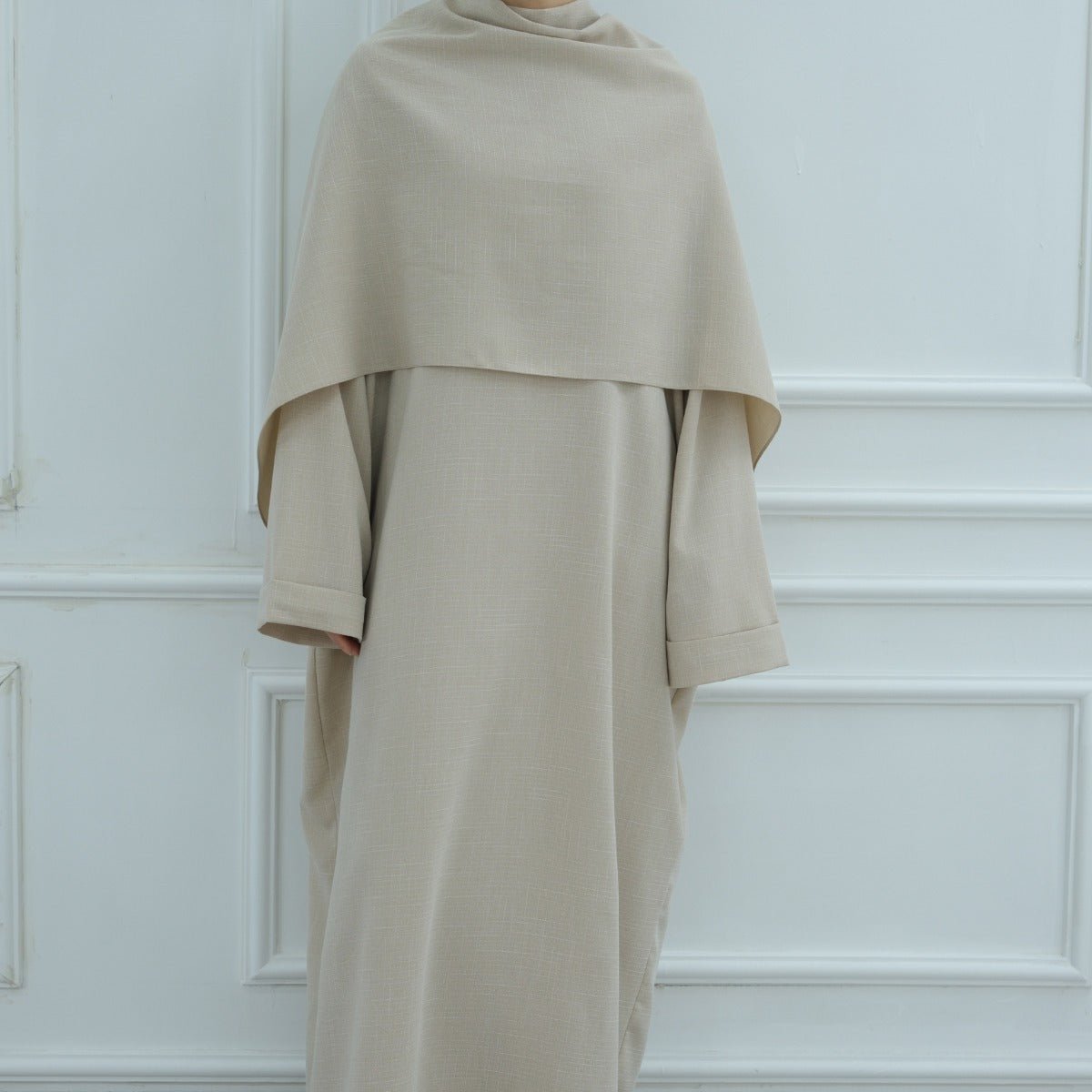 Modest Luxury Robe Dress Set | Premium Muslim Solid Color Two - Piece Abaya. (MA249) - Mariam's Collection