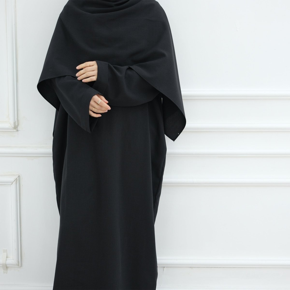 Modest Luxury Robe Dress Set | Premium Muslim Solid Color Two - Piece Abaya. (MA249) - Mariam's Collection