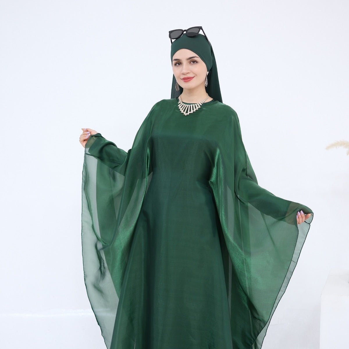 Modest Luxury Solid Color Robe Dress Set | Elegant Bell Sleeve Abaya. (MA246) - Mariam's Collection