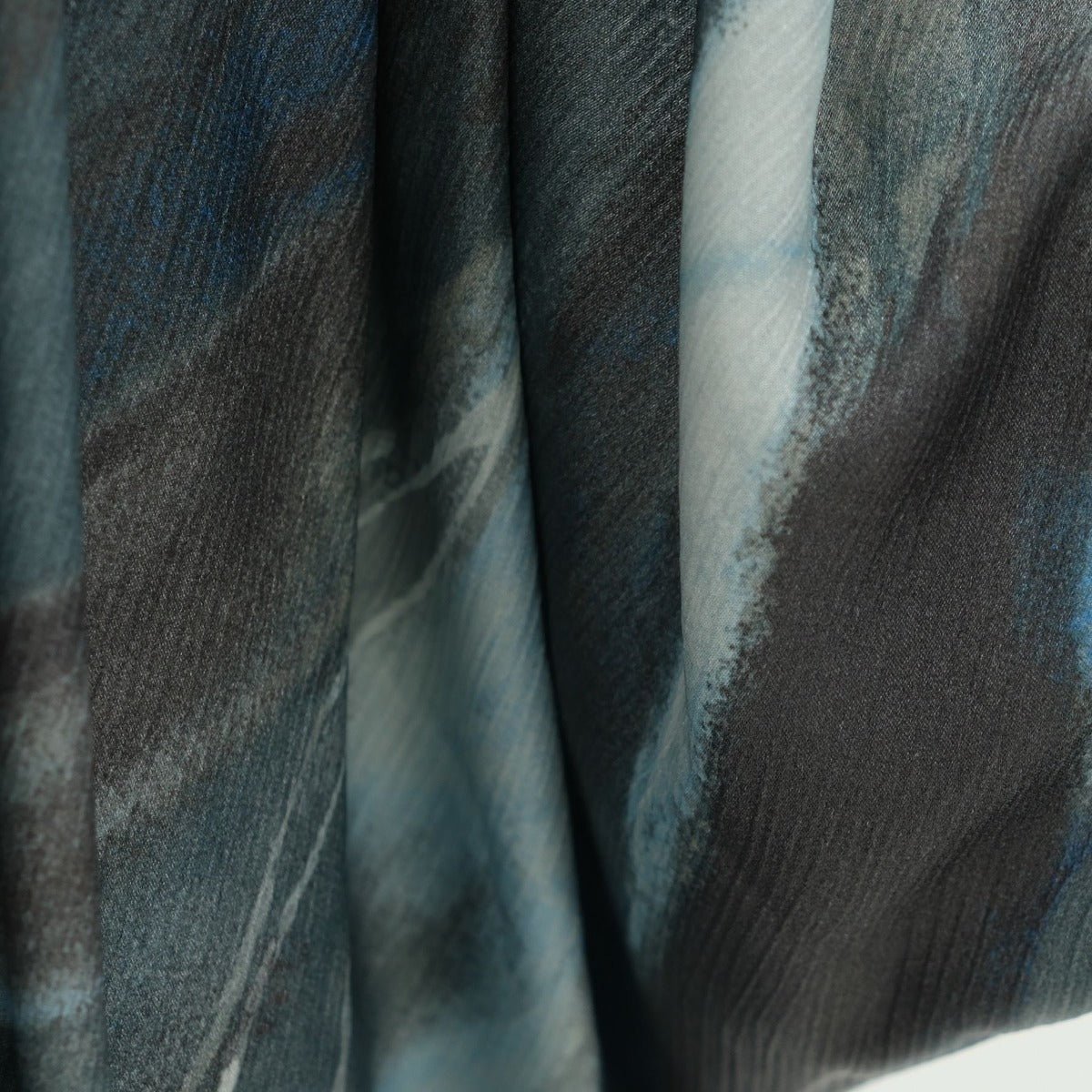 Modest Luxury Watercolor Print Cardigan Abaya | Blue - Grey Abstract Art Robe with Flowing Silhouette. (MA172) - Mariam's Collection