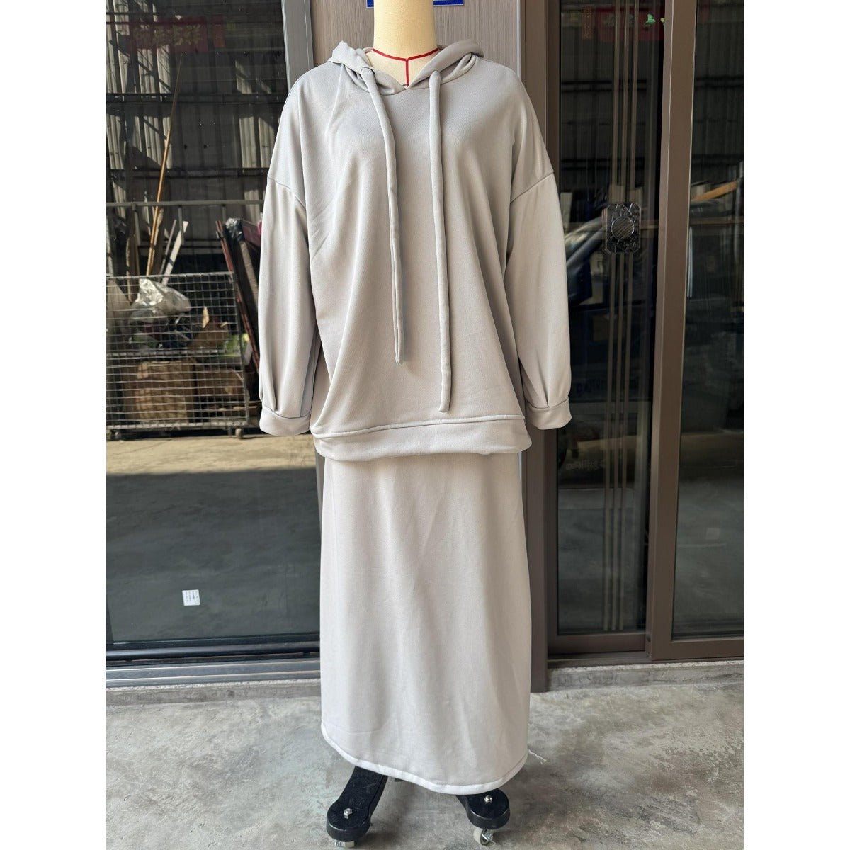 Modest Muslim Casual Wear Hooded Set | Long Sleeve Jacket & Maxi Skirt. (MS095) - Mariam's Collection