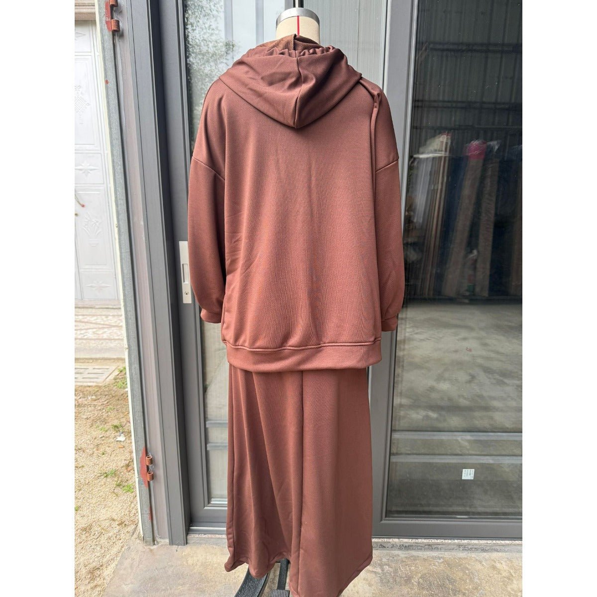 Modest Muslim Casual Wear Hooded Set | Long Sleeve Jacket & Maxi Skirt. (MS095) - Mariam's Collection
