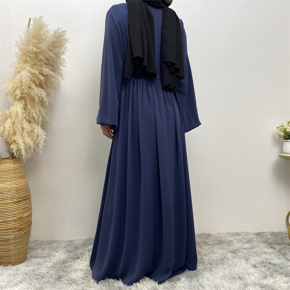 Modest Muslim Stretch Sleeve Front Zipper A - shaped Swing Pendulum Abaya. (MA175) - Mariam's Collection
