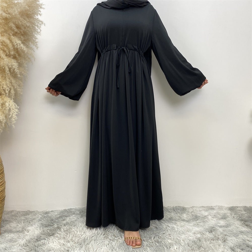 Modest Muslim Stretch Sleeve Front Zipper A - shaped Swing Pendulum Abaya. (MA175) - Mariam's Collection