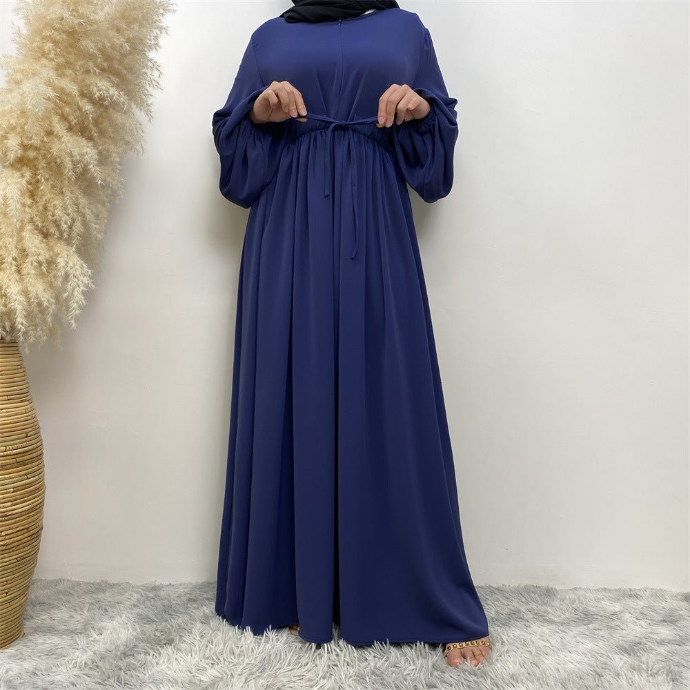 Modest Muslim Stretch Sleeve Front Zipper A - shaped Swing Pendulum Abaya. (MA175) - Mariam's Collection