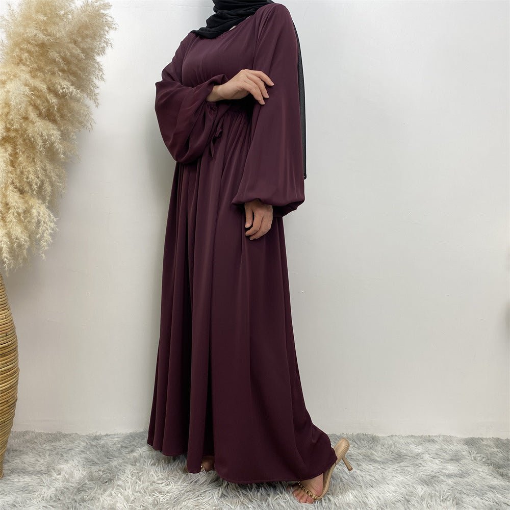 Modest Muslim Stretch Sleeve Front Zipper A - shaped Swing Pendulum Abaya. (MA175) - Mariam's Collection