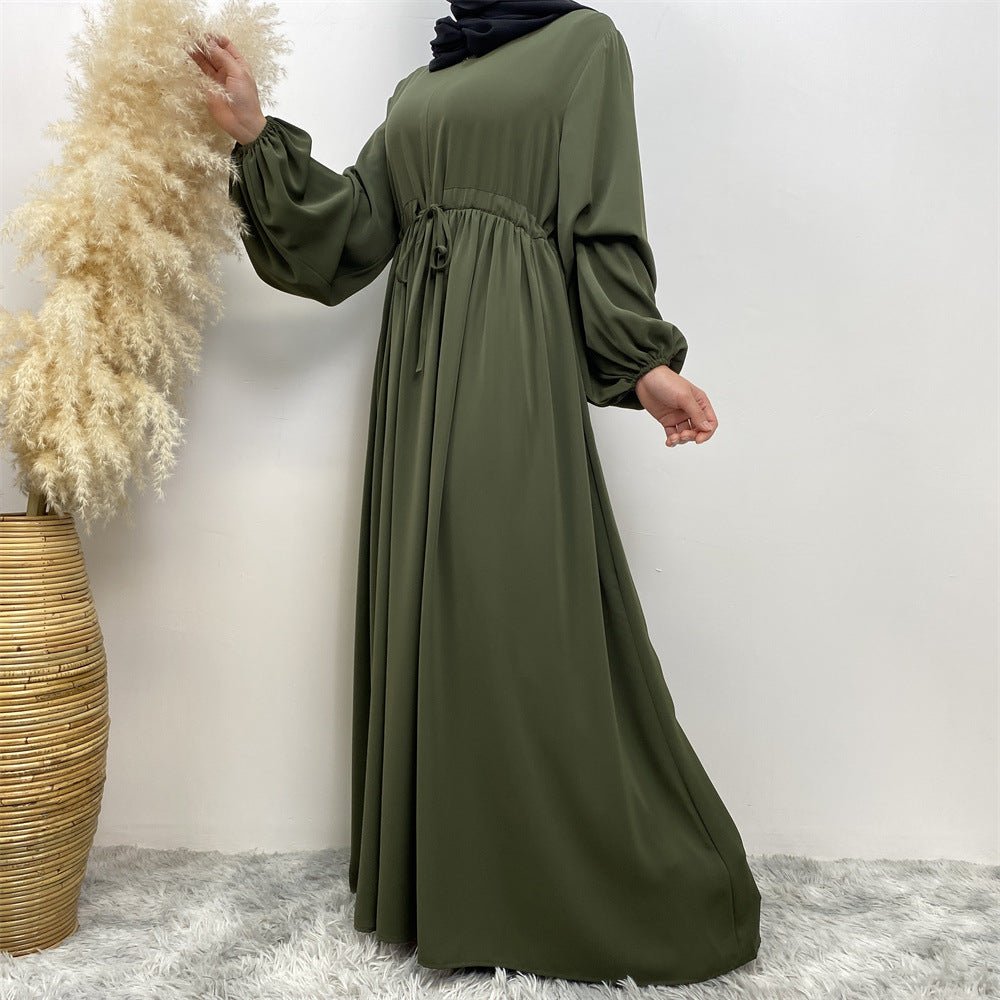 Modest Muslim Stretch Sleeve Front Zipper A - shaped Swing Pendulum Abaya. (MA175) - Mariam's Collection