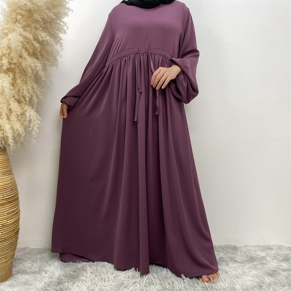 Modest Muslim Stretch Sleeve Front Zipper A - shaped Swing Pendulum Abaya. (MA175) - Mariam's Collection
