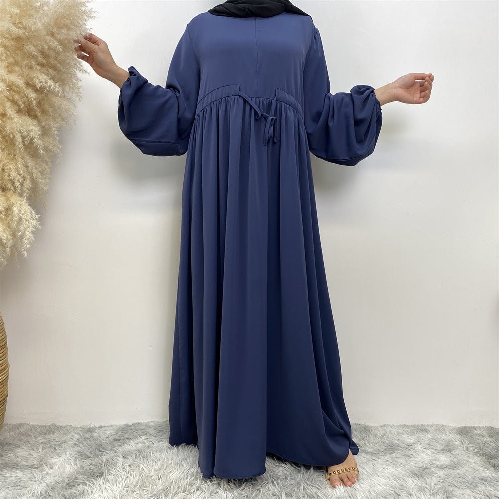 Modest Muslim Stretch Sleeve Front Zipper A - shaped Swing Pendulum Abaya. (MA175) - Mariam's Collection