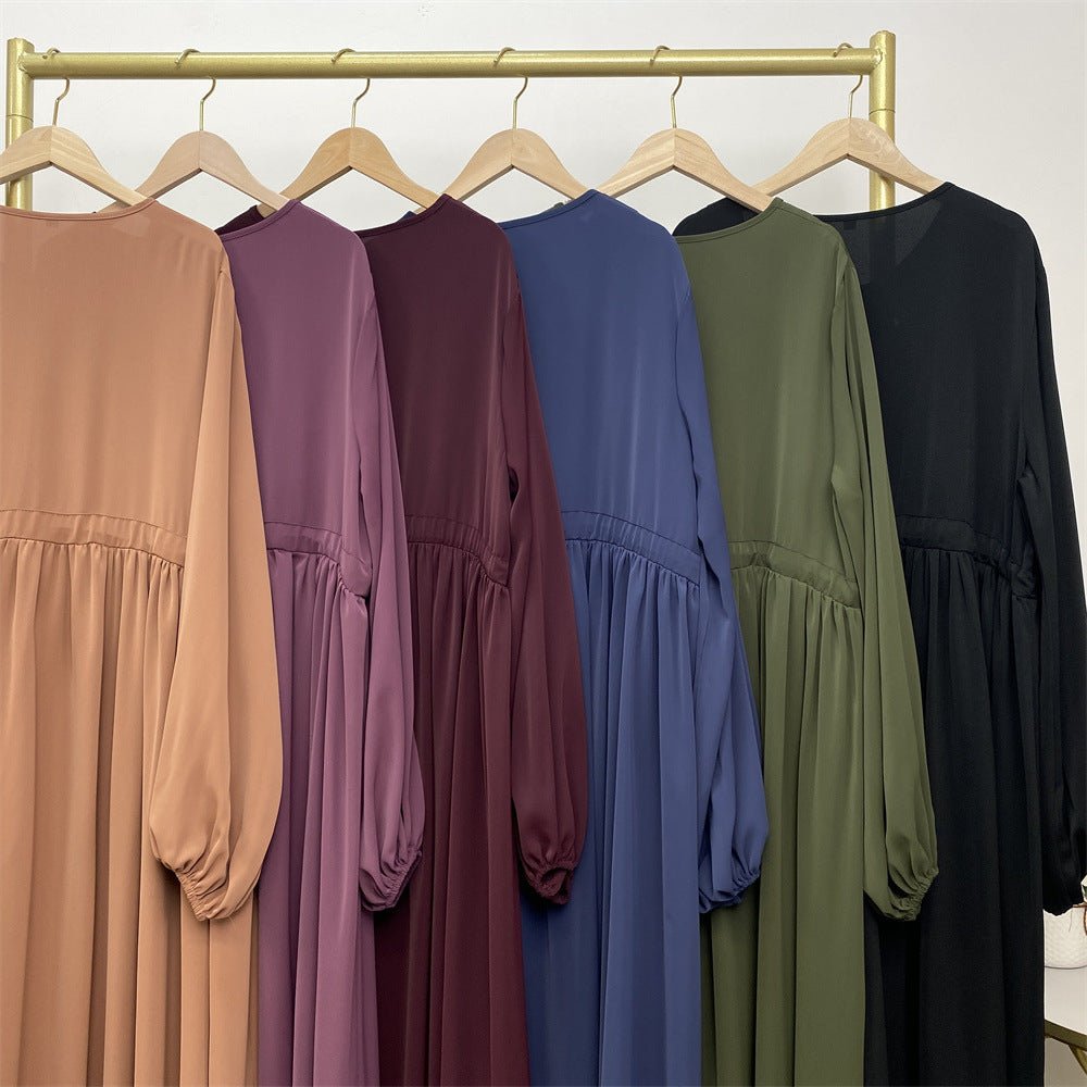 Modest Muslim Stretch Sleeve Front Zipper A - shaped Swing Pendulum Abaya. (MA175) - Mariam's Collection