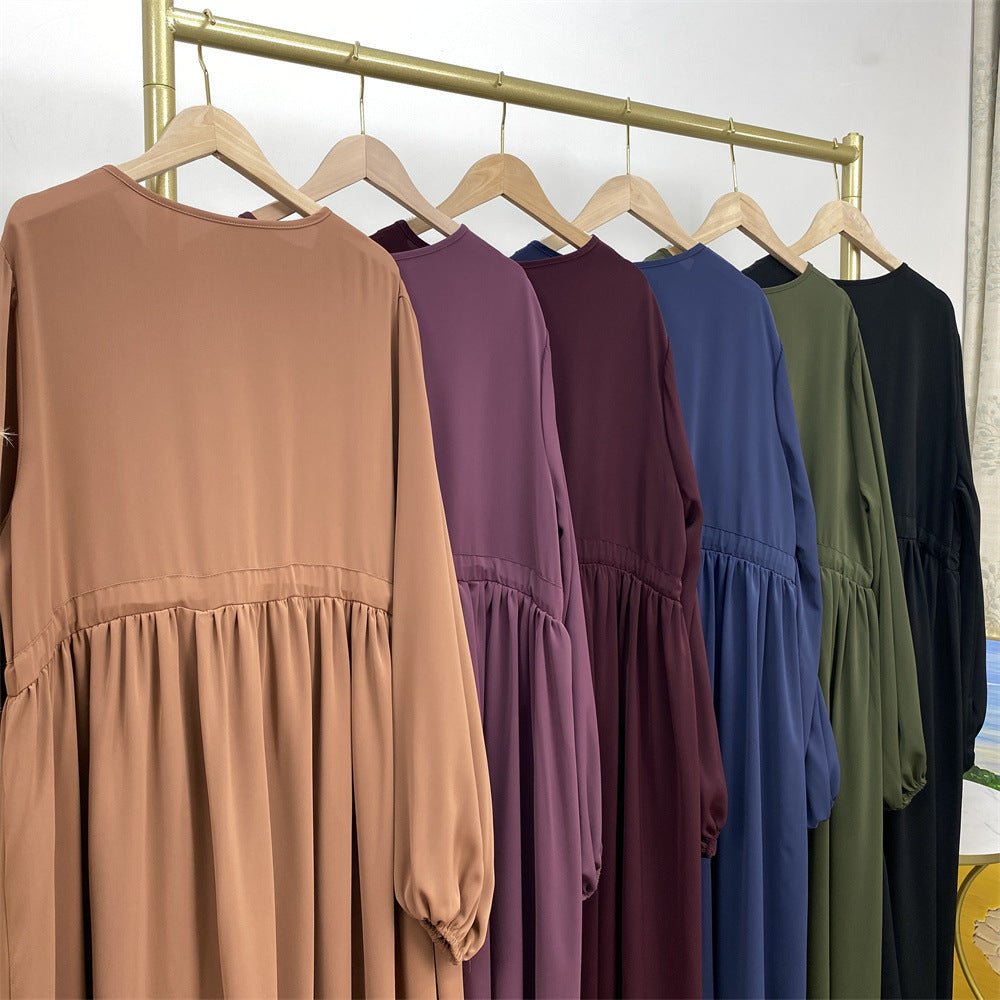 Modest Muslim Stretch Sleeve Front Zipper A - shaped Swing Pendulum Abaya. (MA175) - Mariam's Collection