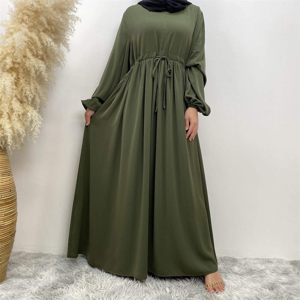 Modest Muslim Stretch Sleeve Front Zipper A - shaped Swing Pendulum Abaya. (MA175) - Mariam's Collection