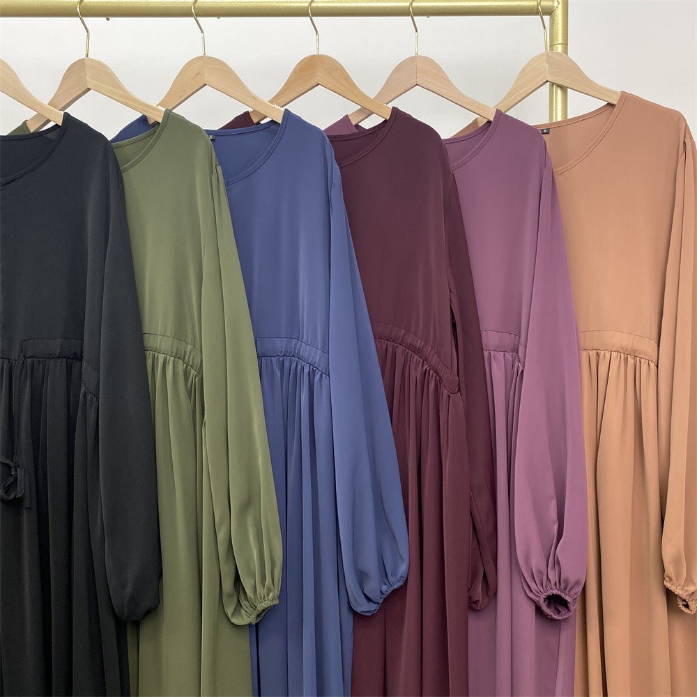 Modest Muslim Stretch Sleeve Front Zipper A - shaped Swing Pendulum Abaya. (MA175) - Mariam's Collection