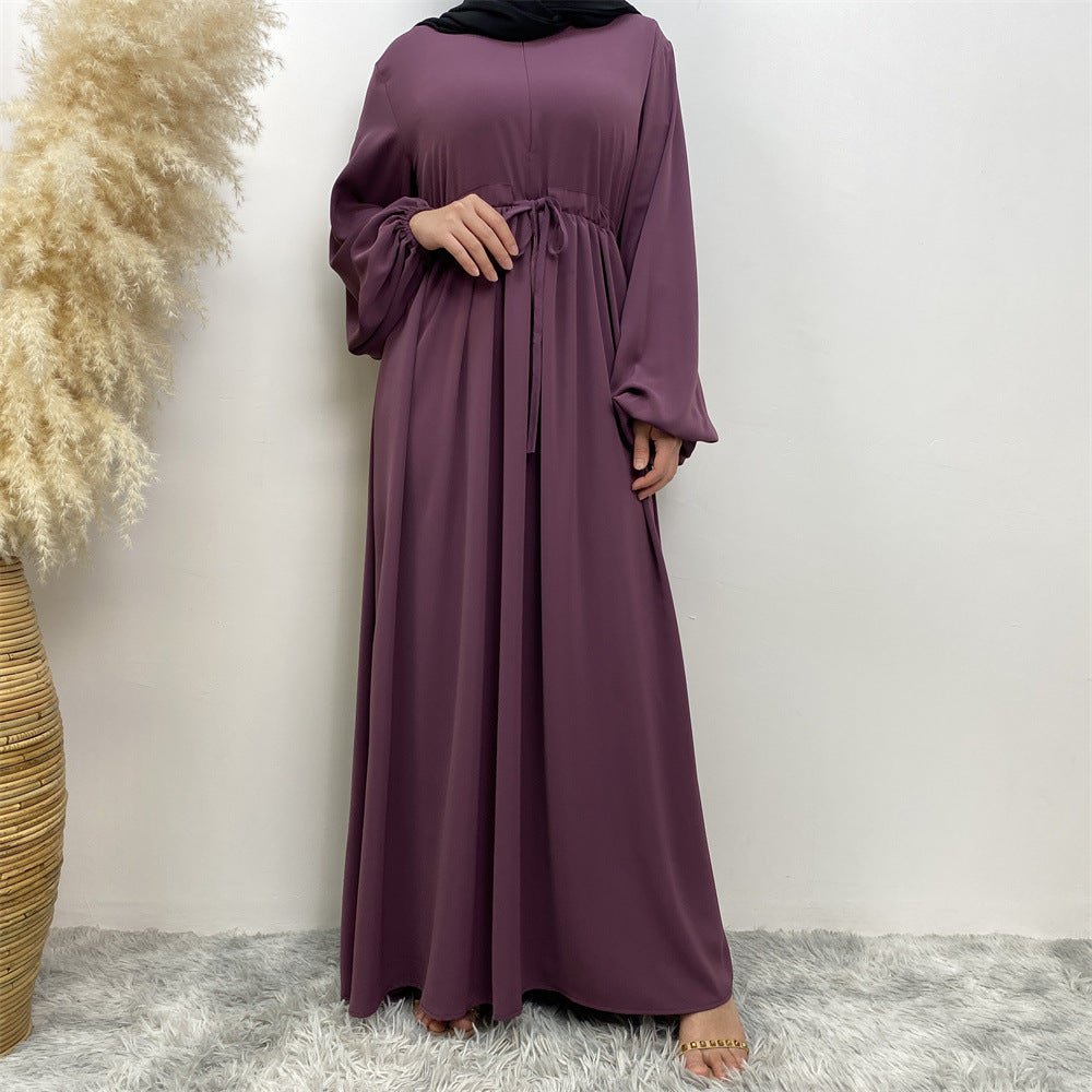 Modest Muslim Stretch Sleeve Front Zipper A - shaped Swing Pendulum Abaya. (MA175) - Mariam's Collection