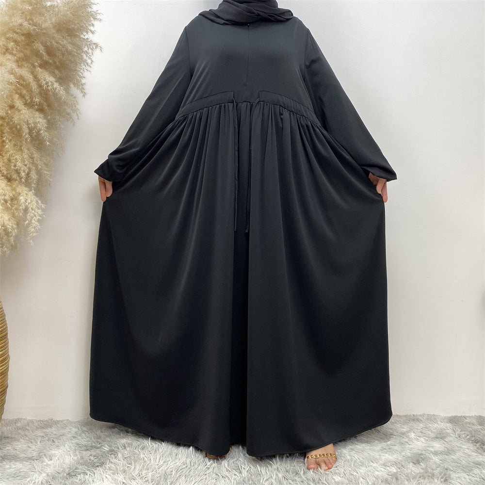 Modest Muslim Stretch Sleeve Front Zipper A - shaped Swing Pendulum Abaya. (MA175) - Mariam's Collection