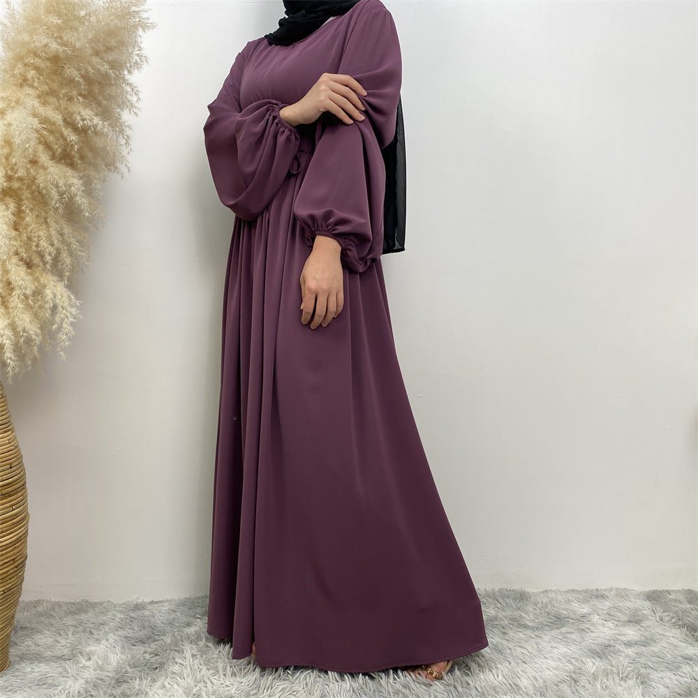 Modest Muslim Stretch Sleeve Front Zipper A - shaped Swing Pendulum Abaya. (MA175) - Mariam's Collection