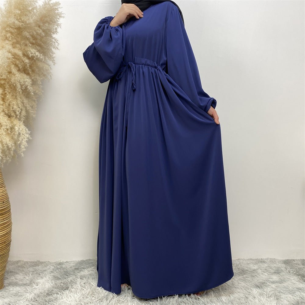 Modest Muslim Stretch Sleeve Front Zipper A - shaped Swing Pendulum Abaya. (MA175) - Mariam's Collection