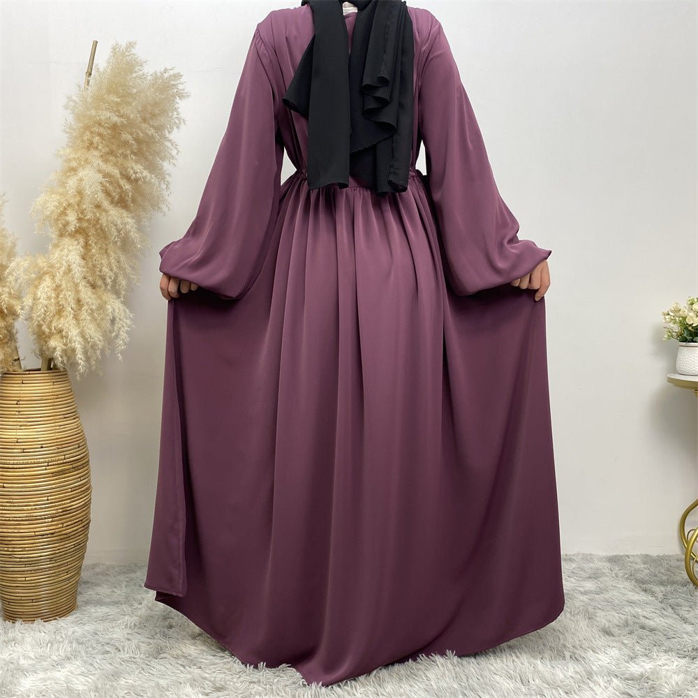 Modest Muslim Stretch Sleeve Front Zipper A - shaped Swing Pendulum Abaya. (MA175) - Mariam's Collection