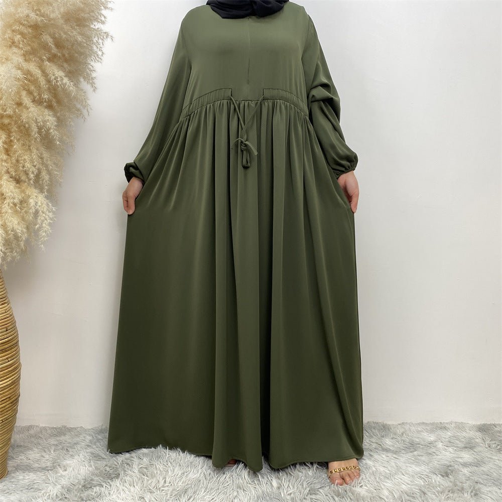Modest Muslim Stretch Sleeve Front Zipper A - shaped Swing Pendulum Abaya. (MA175) - Mariam's Collection