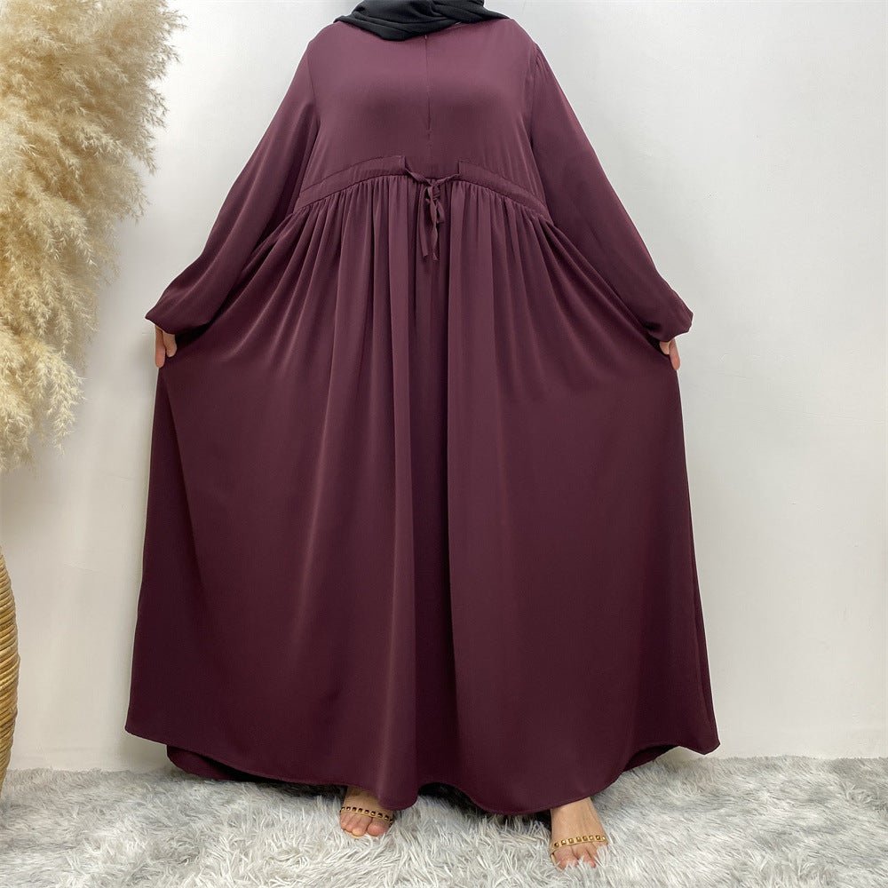 Modest Muslim Stretch Sleeve Front Zipper A - shaped Swing Pendulum Abaya. (MA175) - Mariam's Collection