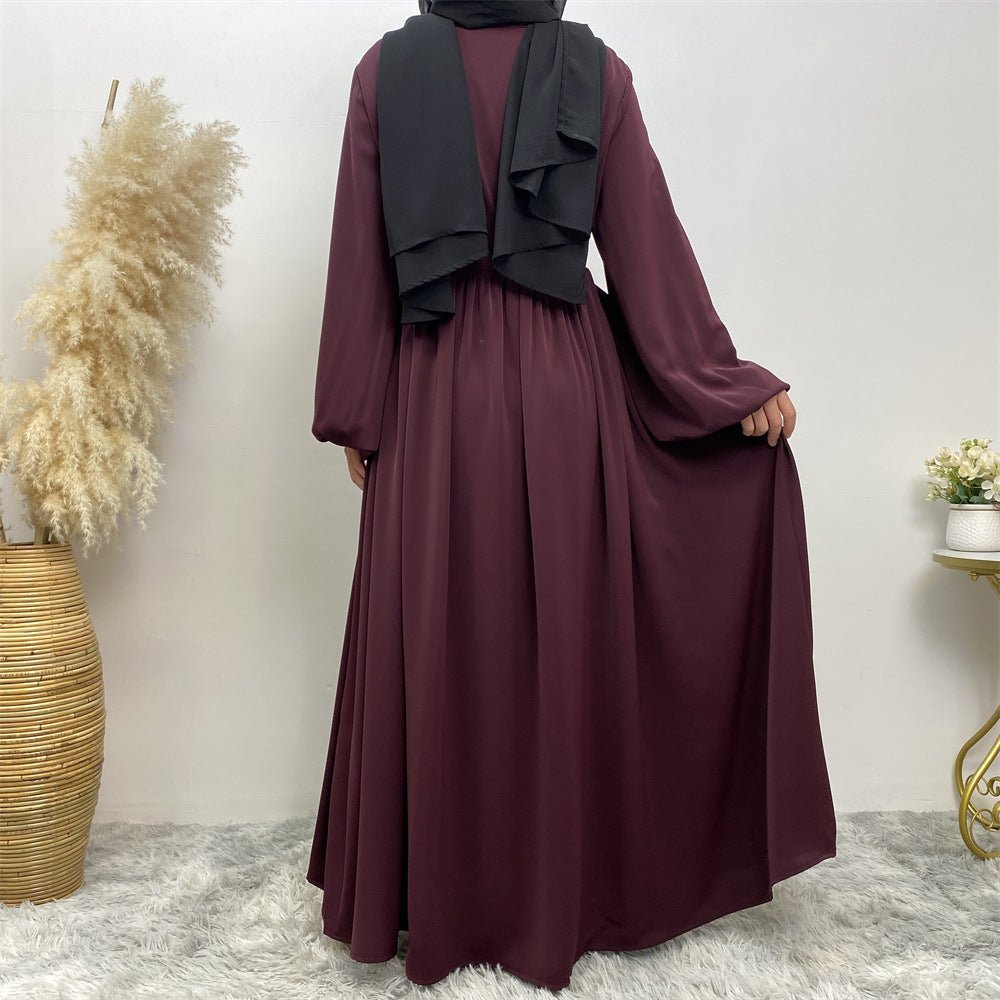 Modest Muslim Stretch Sleeve Front Zipper A - shaped Swing Pendulum Abaya. (MA175) - Mariam's Collection