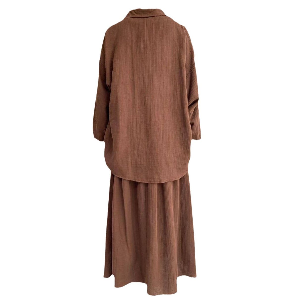 Modest Muslim Women's Bubble Sleeve Shirt Jacket & Skirt Layered Dress Set.(MS078) - Mariam's Collection