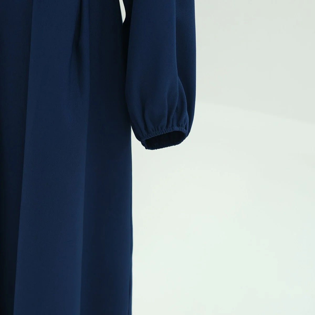 Modest Pleated Solid Color Tie - Sleeve Maxi Dress (MA171) - Mariam's Collection