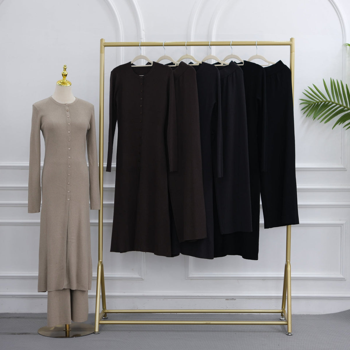 Modest Ribbed Knit Two-Piece Set(MS536) - Mariam's Collection