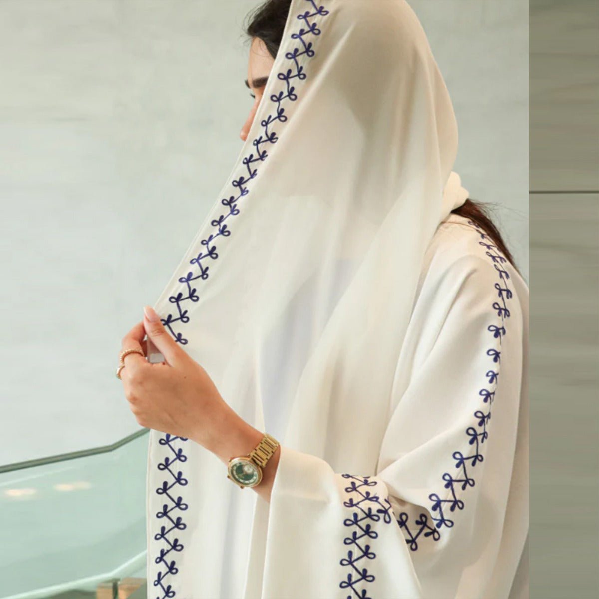 Moonlight Embroidered Abaya Set | Batwing Sleeve Robe with Matching Hijab. (MOA183) - Mariam's Collection