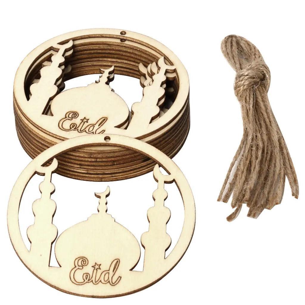 MR022 10 Pcs Ramadan Wooden Hang Tags Pendant, Ramadan Decoration - Mariam's Collection