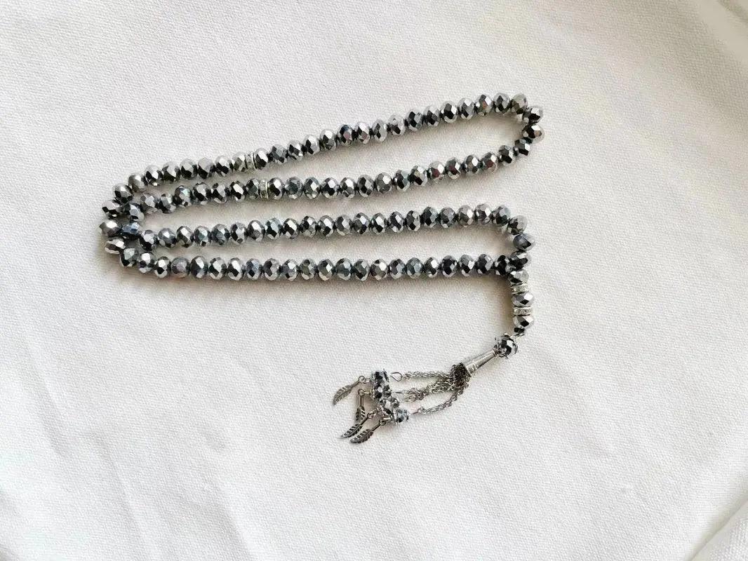 🎁 MR039 Crystal Glass Muslim Prayer Tasbeeh, 99pcs beads (100% off) - Mariam's Collection