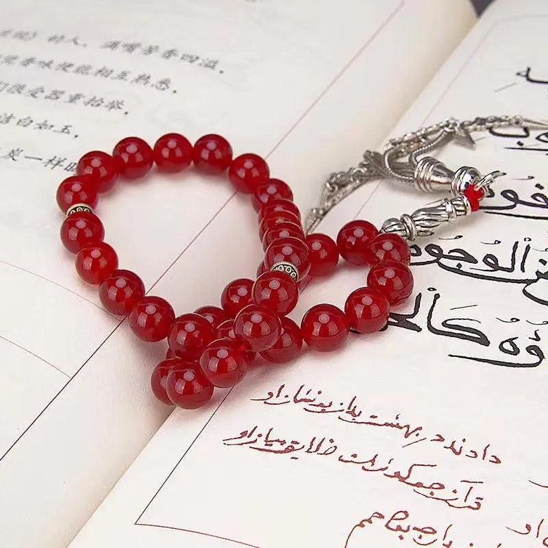 MR051 Agate Tasbeeh - Natural Crystal Prayer Beads for Muslim Misbaha - Mariam's Collection