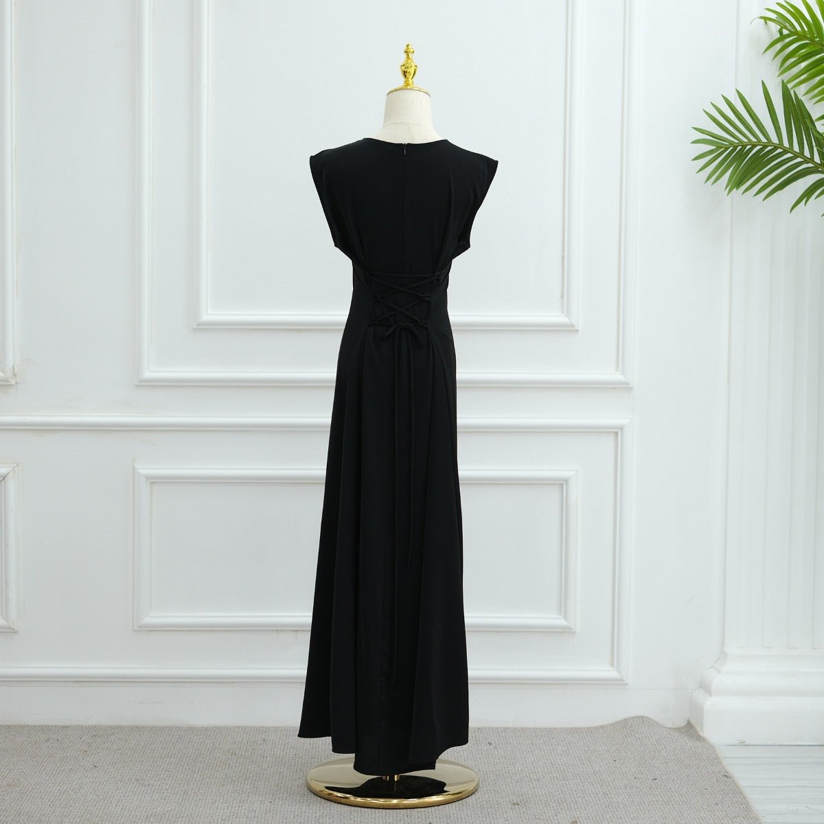 Muslim Elegant Floral Embroidered Abaya Cardigan | Black Modest Cover with Red/Pink Hand - Stitched Blossoms. (MOA169) - Mariam's Collection