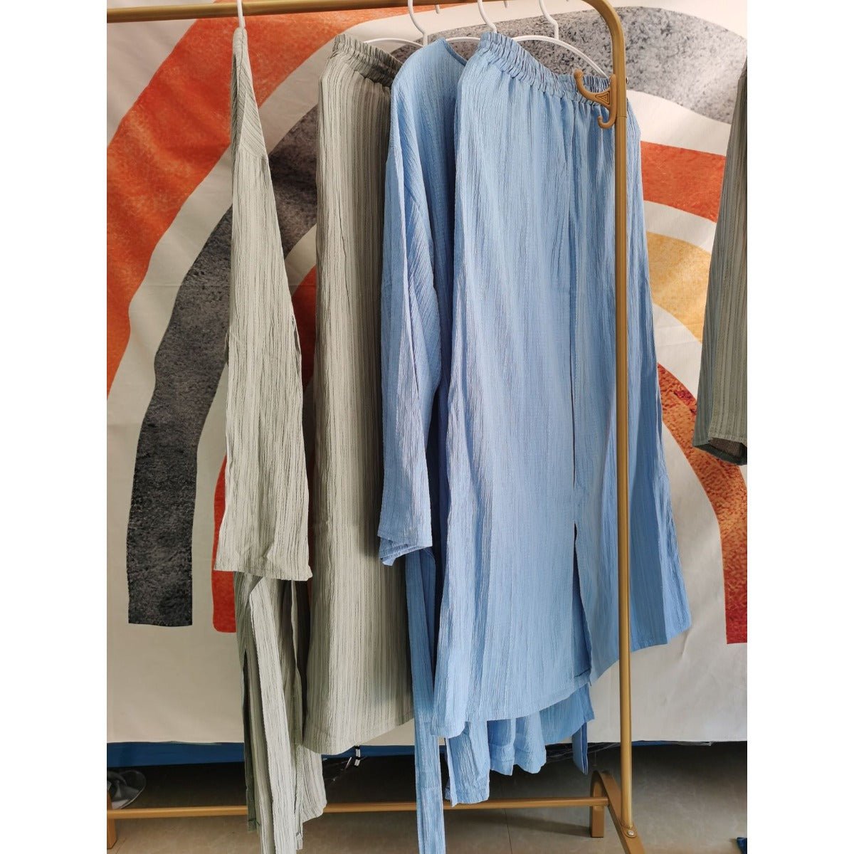 Muslim Modest Fashion Wrinkle - Texture Robe Skirt Set(MS103) - Mariam's Collection