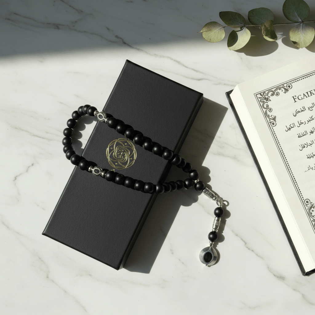 Black Obsidian Muslim Prayer Beads – Matte Tasbeeh Gift