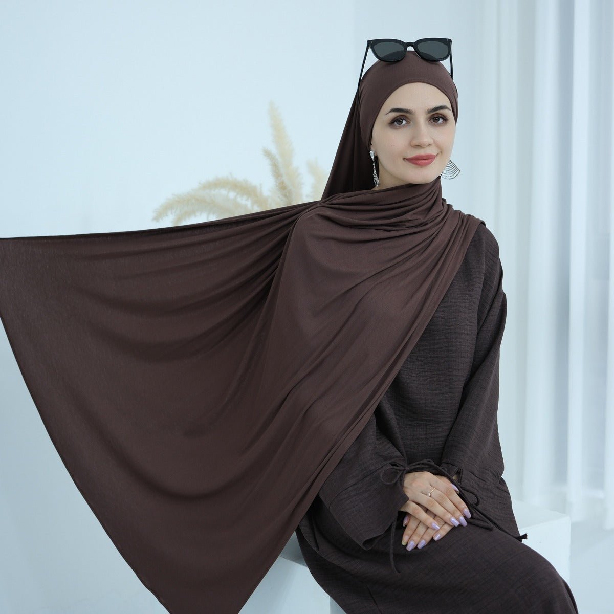 Muslim Women's Everyday Essential Modal Cotton Headscarf | Earth - Tone Solid Color Hijab with Stretch Comfort(MH122) - Mariam's Collection