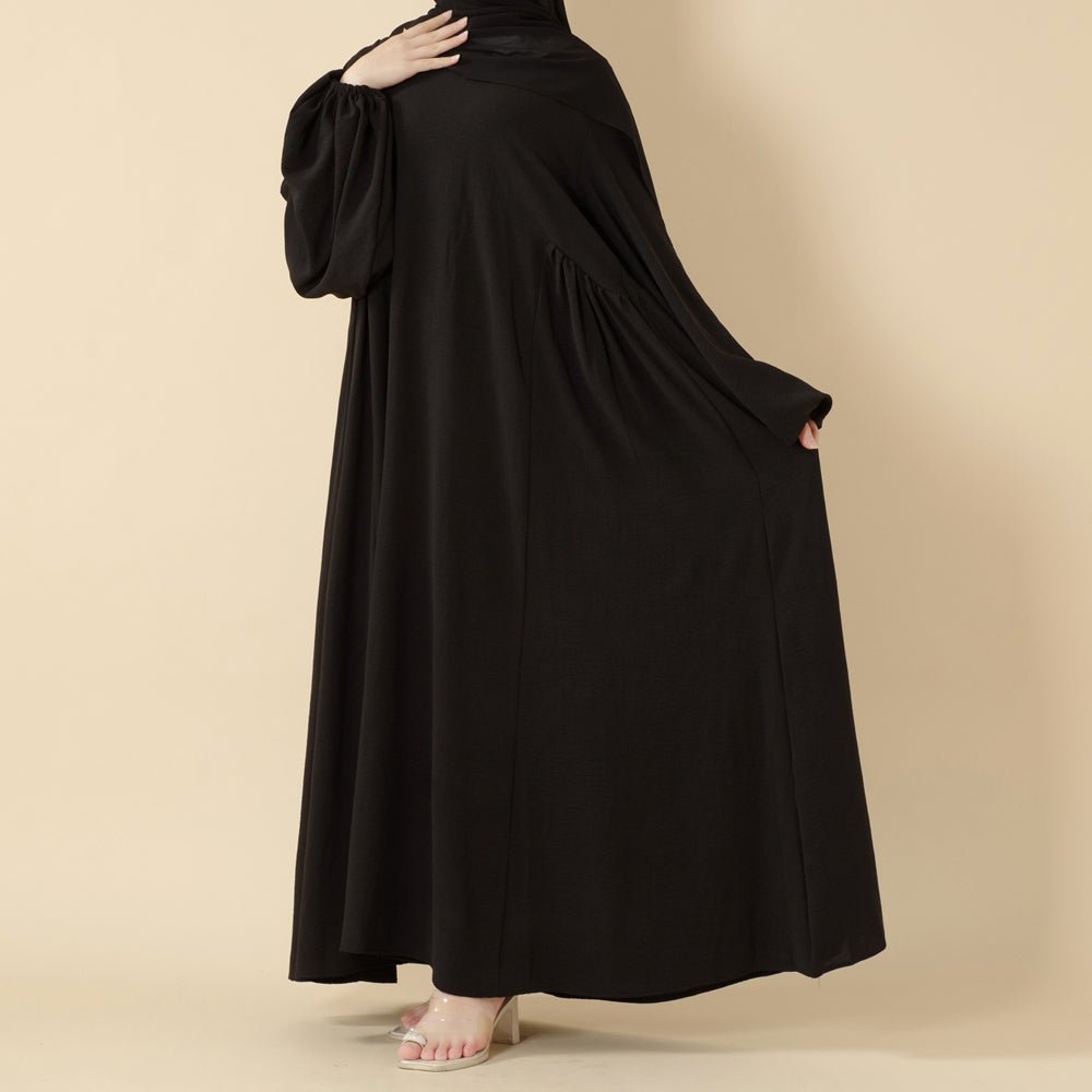 Must - Have Basics: Oversized Lantern Sleeves Crepe Abaya (MA190) - Mariam's Collection