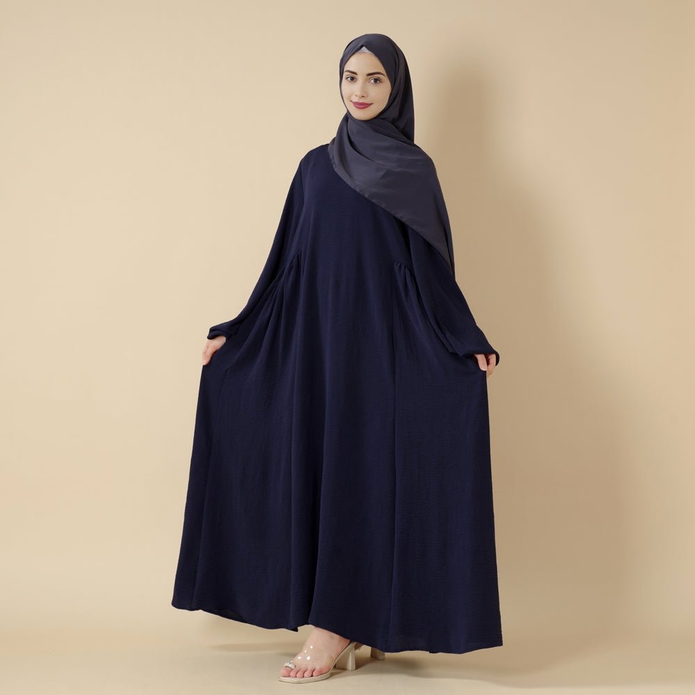 Must - Have Basics: Oversized Lantern Sleeves Crepe Abaya (MA190) - Mariam's Collection