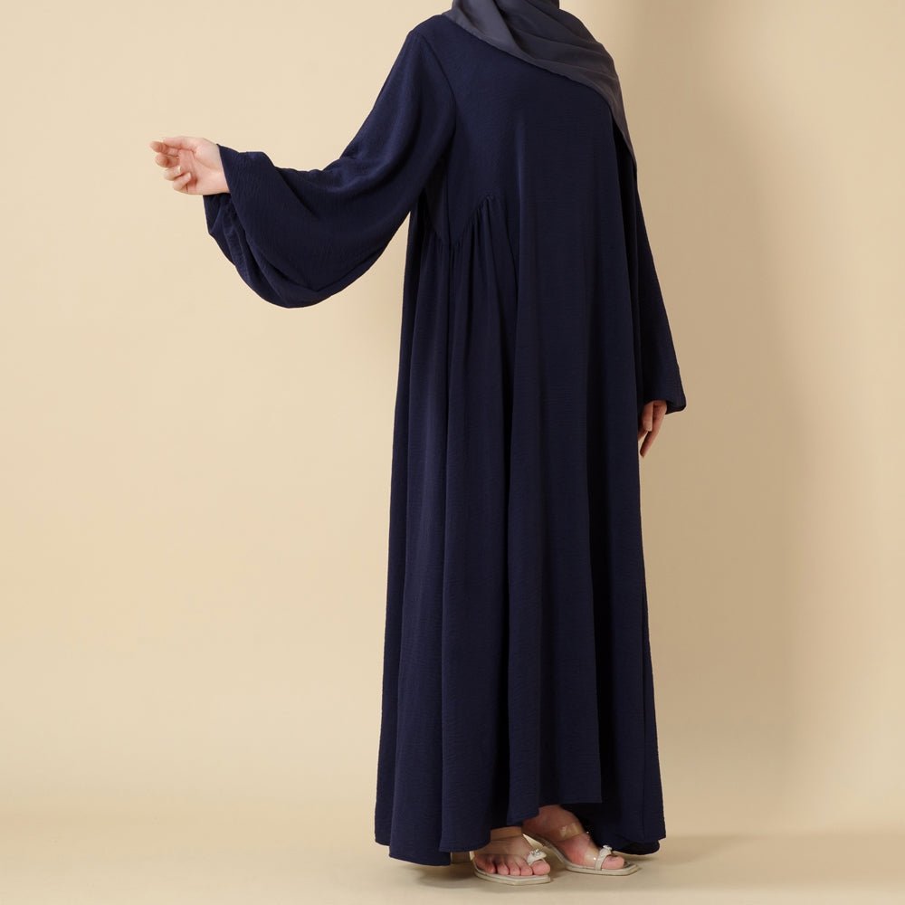 Must - Have Basics: Oversized Lantern Sleeves Crepe Abaya (MA190) - Mariam's Collection