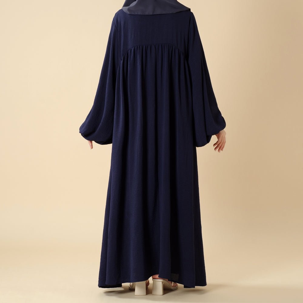 Must - Have Basics: Oversized Lantern Sleeves Crepe Abaya (MA190) - Mariam's Collection