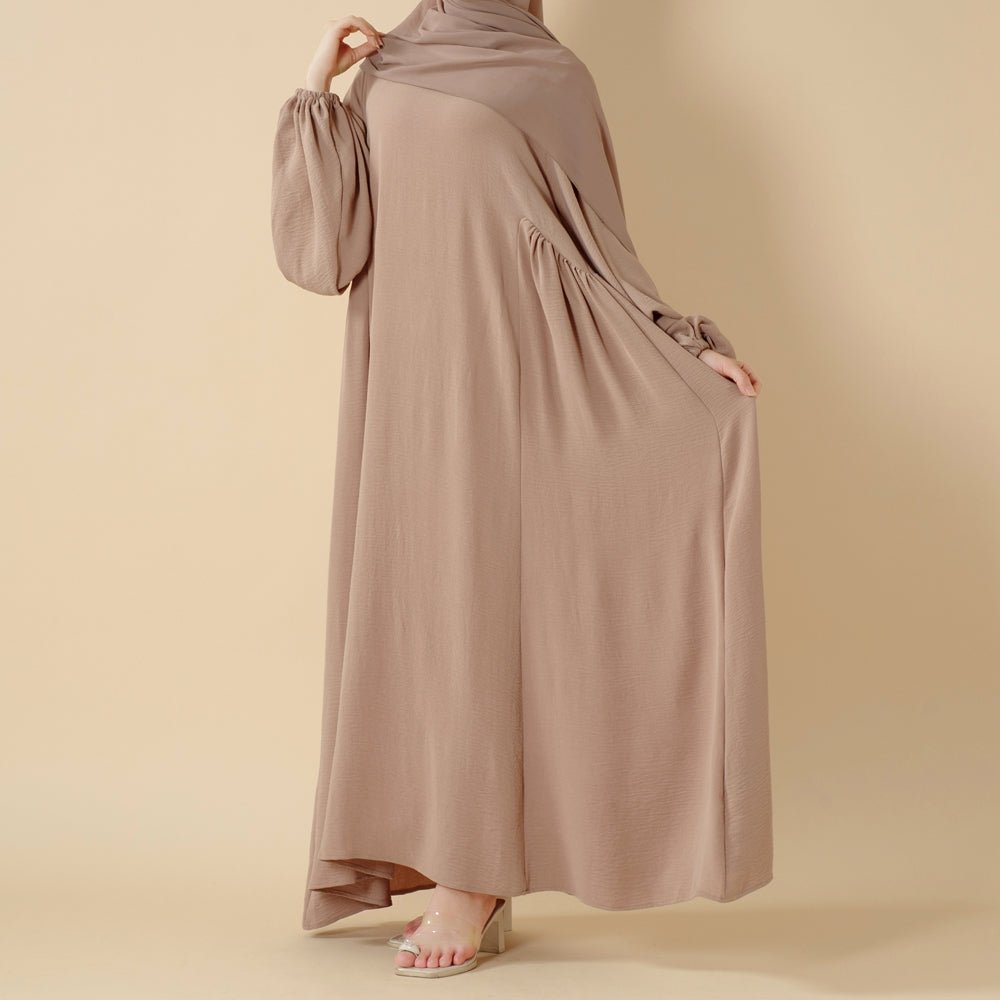 Must - Have Basics: Oversized Lantern Sleeves Crepe Abaya (MA190) - Mariam's Collection